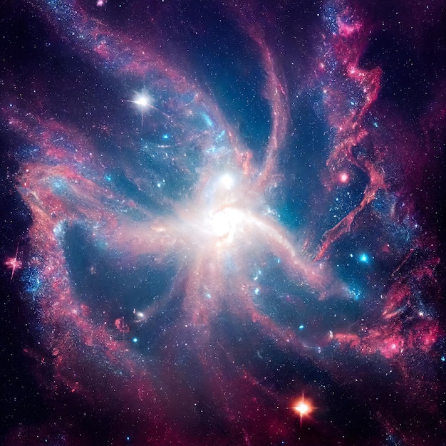 Galáxia com estrelas e poeira espacial no universo Ilustração 3d da nebulosa espacial