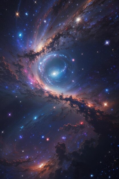 Foto galáxia com estrelas e poeira espacial no universo