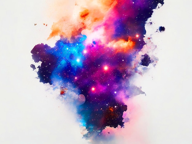 Foto galaxia como arte de salpicaduras colorida nebulosa espacial como fondo camiseta arte vectorial imagen de fondo blanco