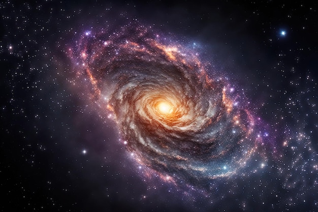 Galaxia en el cosmos con estrellas y nebulosa de polvo cósmico en el espacio