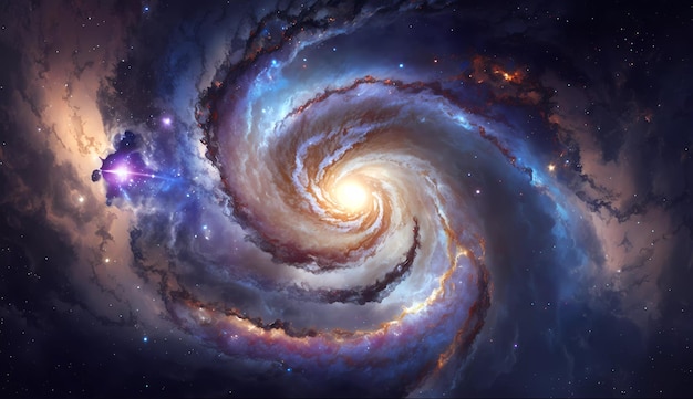 Una galaxia con un diseño en espiral en el centro.