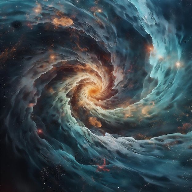 Galáxia espiral colorida abstrata no espaço nebulosa interestelar vórtice rodopiante realista gerado por ai