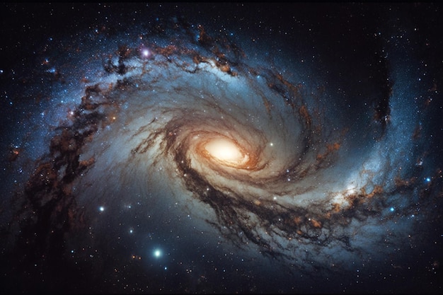 Galáxia espiral com estrelas ao fundo IA generativa