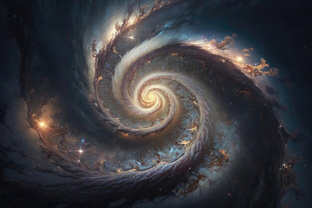 Una galaxia espiral con un diseño en espiral en el centro Generative Ai