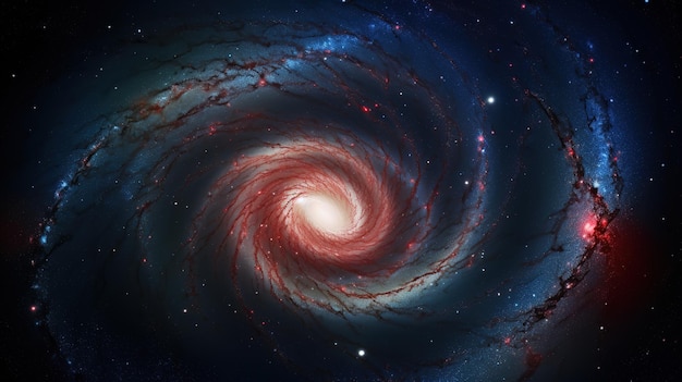 Una galaxia espiral con fondo azul y la palabra galaxia en el centro.