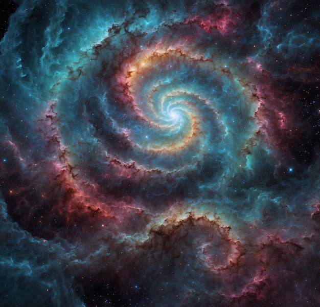 Foto una galaxia espiral con una galaxia spiral en el medio