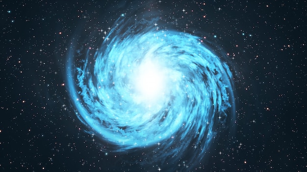 Galaxia espiral giratoria con estrellas en el espacio ultraterrestre ilustración 3d