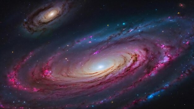 Galáxia espiral realista colorida em fundo espacial
