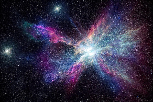 Galáxia espiral realista colorida no fundo do espaço