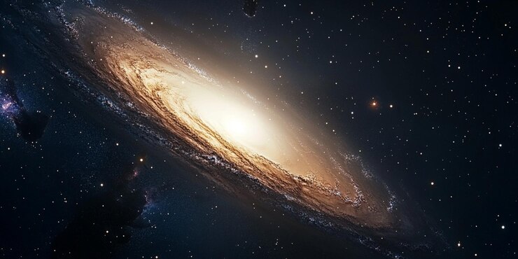 una galaxia con una estrella en el fondo