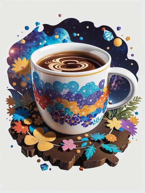 galaxia muy detallada dentro de una taza de café con