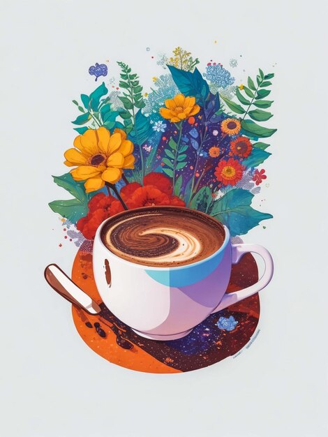 galaxia muy detallada dentro de una taza de café con