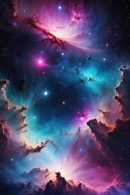 Galaxia y Nebulosa Fondo espacial abstracto Universo sin fin con estrellas y galaxias en el espacio exterior