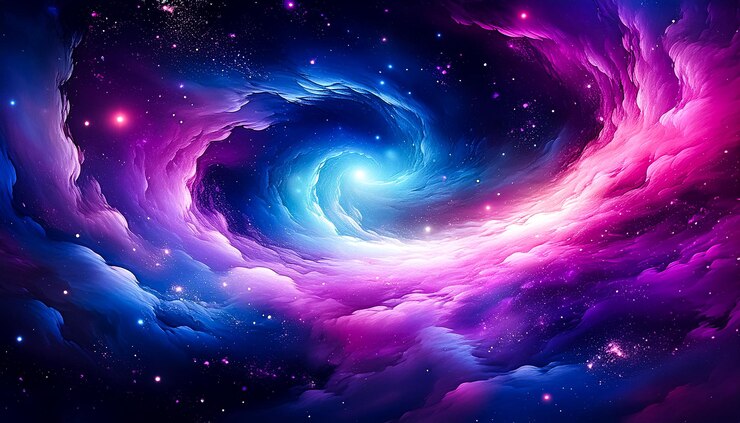 Galaxia con nebulosas giratorias y estrellas brillantes papel tapiz para portátil