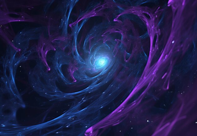 una galaxia púrpura con una estrella azul en el centro