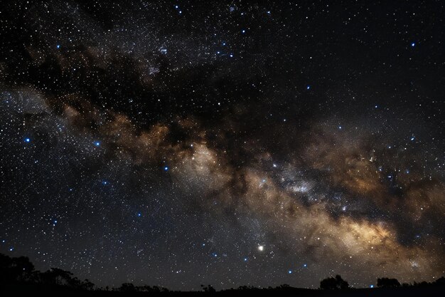 Galaxia de la Vía Láctea con estrellas y polvo espacial en el universo Fotografía de larga exposición con grano