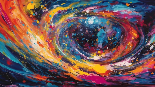 Galaxia de la Vía Láctea con ilustraciones de arte digital en colores llamativos
