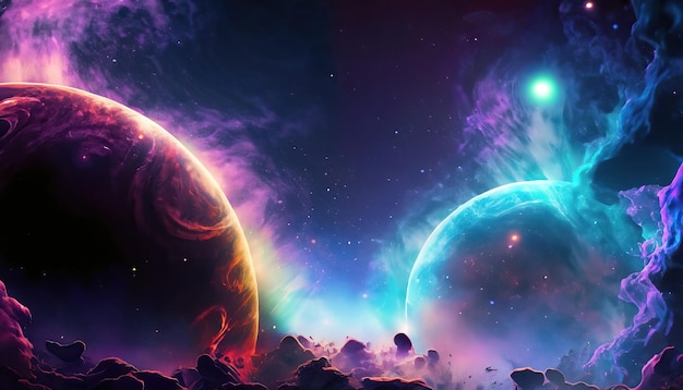 Galaxie und Nebel Abstraktes Weltraumhintergrund Endloses Universum mit Sternen und Planeten im Weltraum