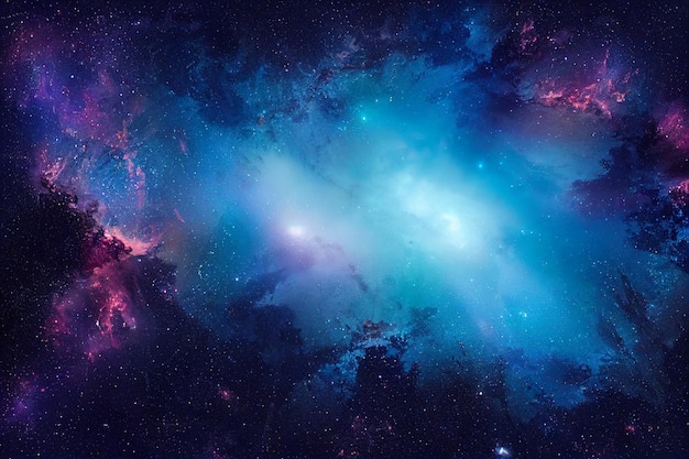 Galaxie und Sterne bunter Hintergrund mit Nebeln und schwarzen Löchern Platzbanner kopieren