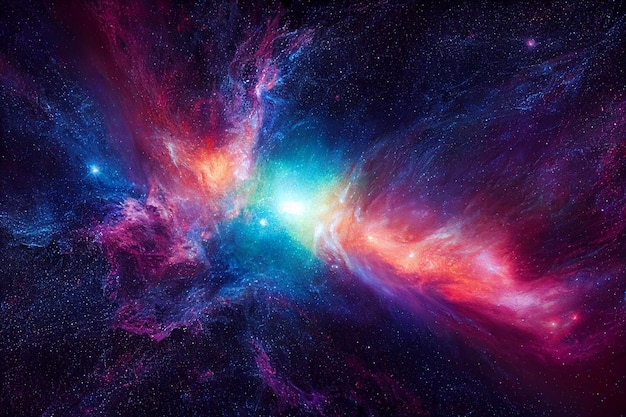 Galaxie und Sterne bunter Hintergrund mit Nebeln und schwarzen Löchern Platzbanner kopieren