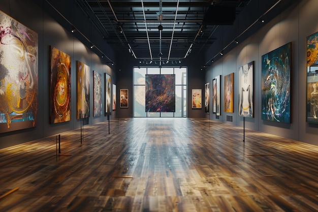 Galeria de arte multidimensional exibindo obras de