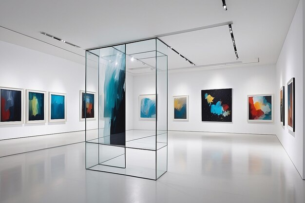 Galeria de estrutura de vidro transparente Espaço em branco central para arte abstrata