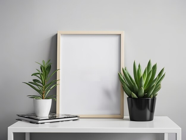 Galeria de imagens de imagens em branco simples MockUp de quadro no interior do quarto branco Generative AI