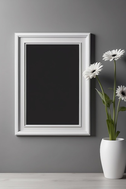Galería Gerbera Escala de grises marco en blanco Mockup con espacio vacío blanco para colocar su diseño