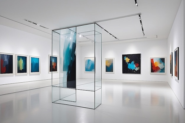 Galería de marco de vidrio transparente Espacio en blanco central para arte abstracto