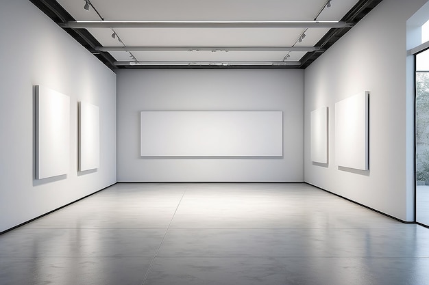 Galeria Minimalista de Vitrine Criativa com telas em branco para seus projetos