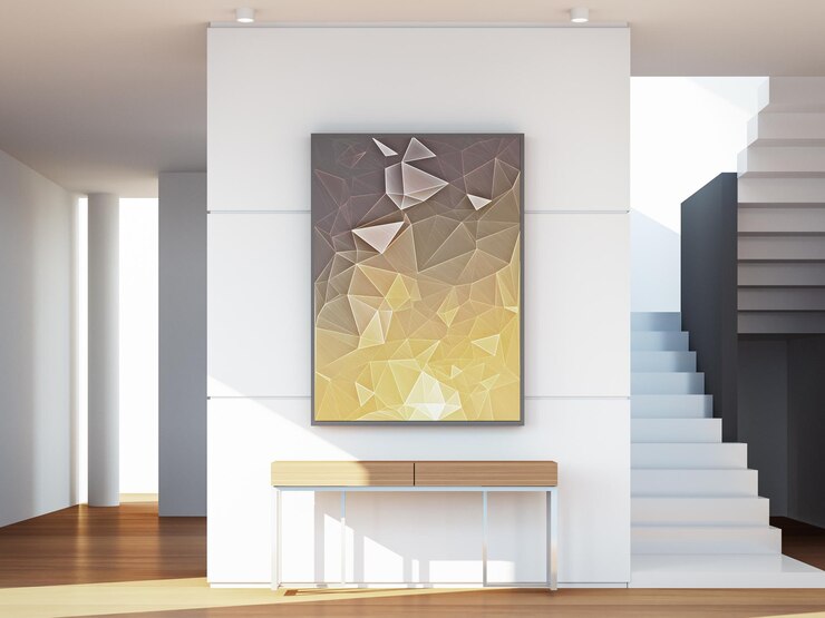 galería pared interior moderno renderizado 3D