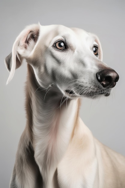 galgo persa sobre fondo gris