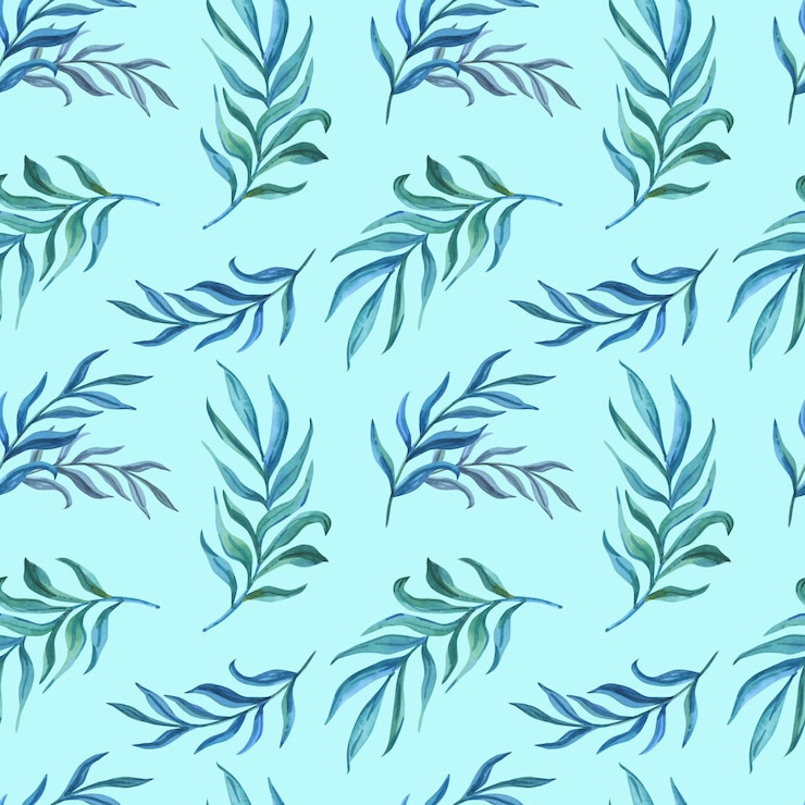 Foto galho de aquarela com folhas verdes ilustração isolada em fundo azul tropical