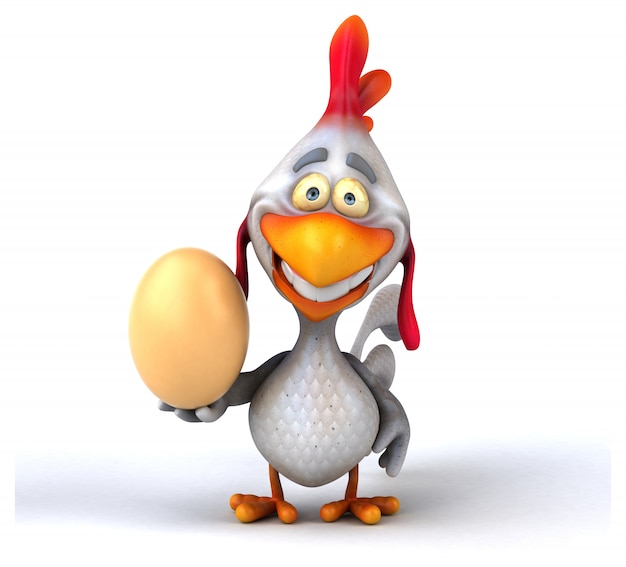 galinha ilustrada engraçada segurando um ovo