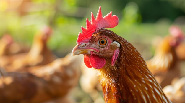 Foto galinhas de aves de capoeira tradicionais de criação livre generative ai