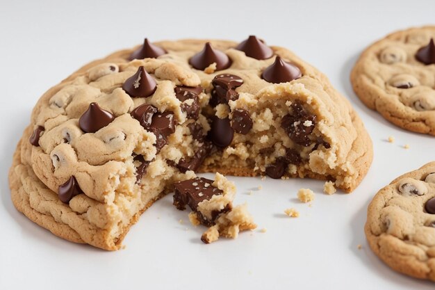 Galleta con un bocado en un fondo blanco