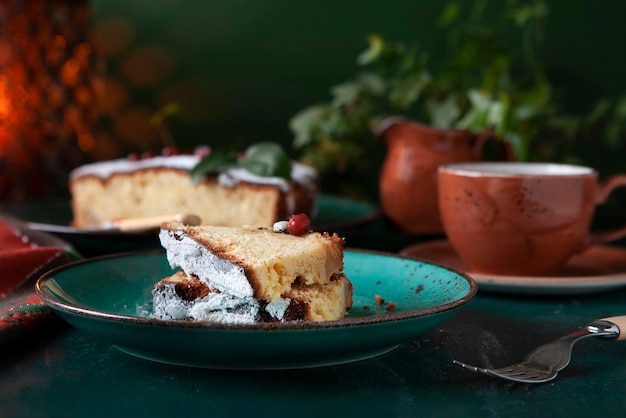 Galleta casera de pastel de arándanos frescos y suaves