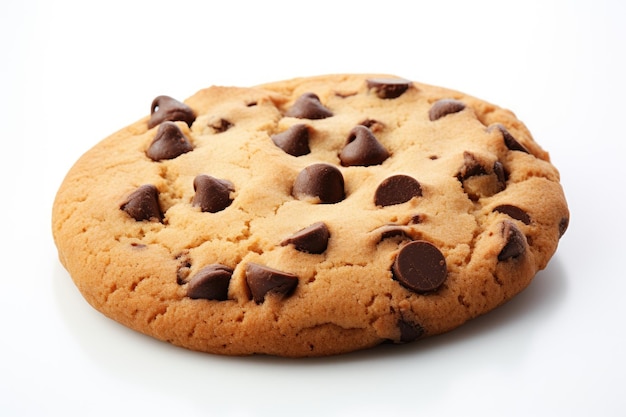 Galleta con chispas de chocolate aislada en blanco