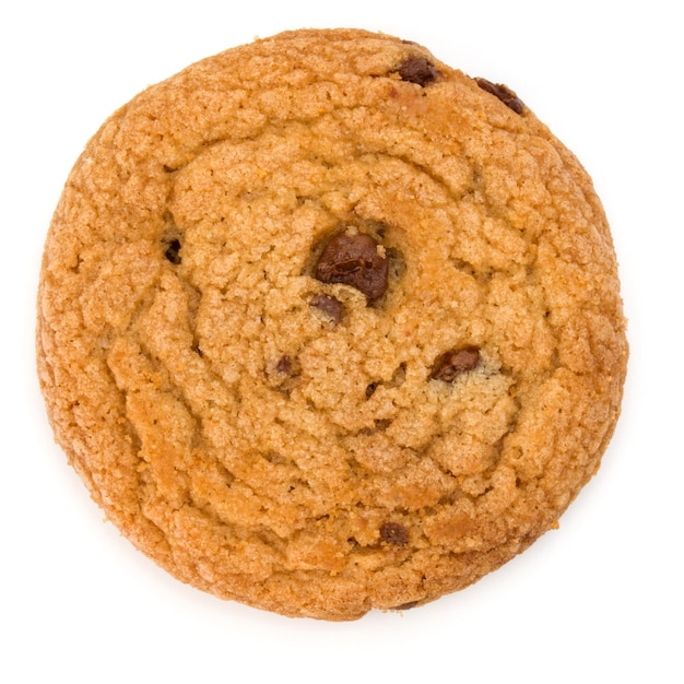 Una galleta con chispas de chocolate aislada sobre fondo blanco Galleta dulce Pastelería casera