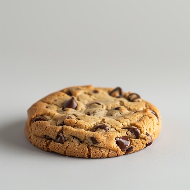 Galleta de chispas de chocolate sobre un fondo blanco