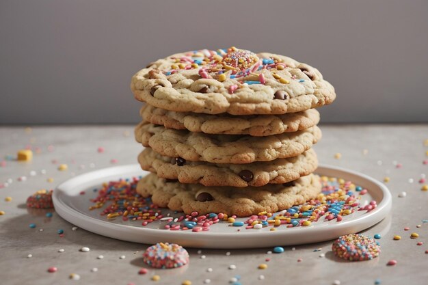 Galleta con chispas en un plato