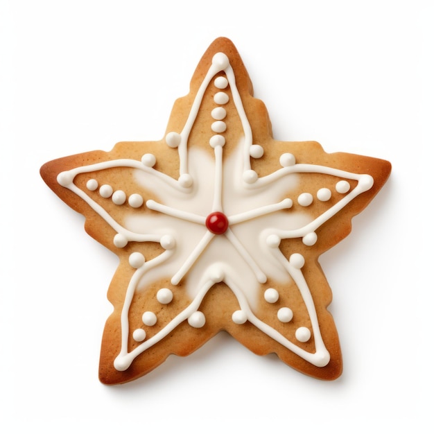 Galleta estrella de Navidad aislada sobre fondo blanco Vista superior Endecha plana