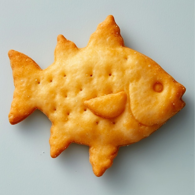 una galleta en forma de pez con una cara en ella