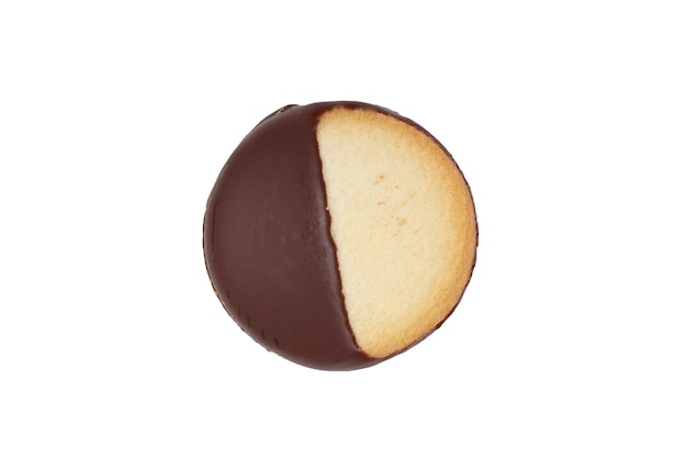 Galleta Heidesand con la mitad cubierta con glaseado de chocolate