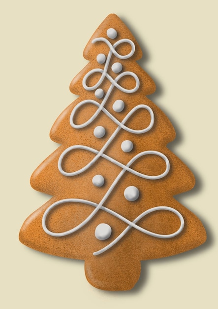 Galleta navideña dibujo hecho a mano de galletas navideñas decoradas en forma de árbol de Navidad ilustración dibujada a mano