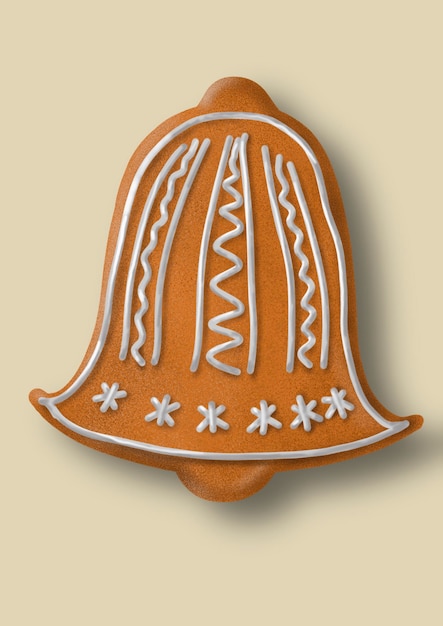 Galleta navideña dibujo a mano de galletas navideñas decoradas en forma de campana ilustración dibujada a mano