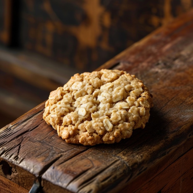 Una galleta sobre una superficie de madera