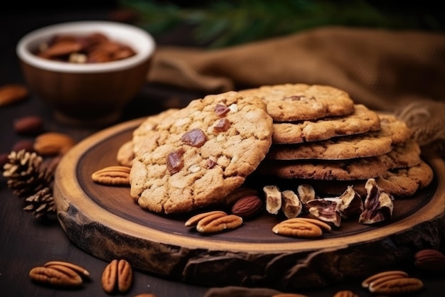 Galletas de avena caseras con nueces Galletas orgánicas saludables que son excelentes bocadillos para su dieta