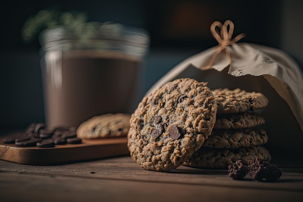 Galletas de avena con chocolate caseras frescas