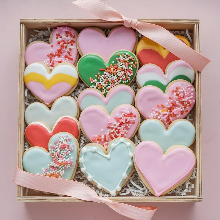 Galletas de azúcar en forma de corazón